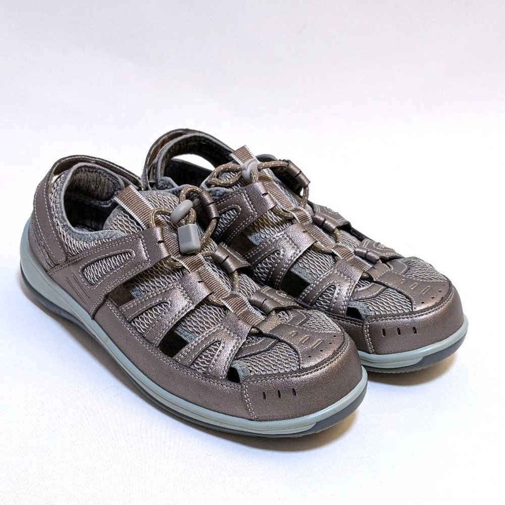 Orthofeet Verona Pewter Metallic Elastic Strap Sa… - image 1